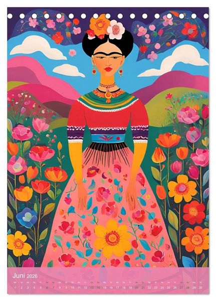 Produktbild: Gefangen in Normen. Frida Kahlo inspiriert. Flor de mi alma (Tischkalender 2026 DIN A5 hoch), CALVENDO Monatskalender