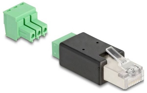 Produktbild: Delock Netzwerk Adapter [1x RJ45-Stecker - 1x Schraubklemmen] Schwarz-Gr&uuml;n