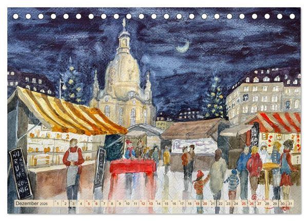 Produktbild: Dresden und das Elbtal - Ein Aquarellkalender von Claudia Pinkau (Tischkalender 2026 DIN A5 quer), CALVENDO Monatskalender