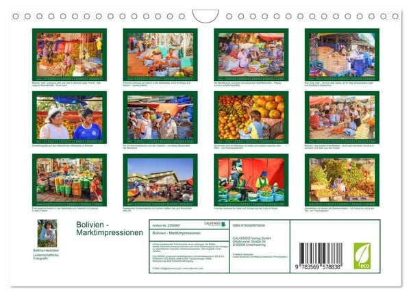 Produktbild: Bolivien - Marktimpressionen (Wandkalender 2027 DIN A4 quer), CALVENDO Monatskalender