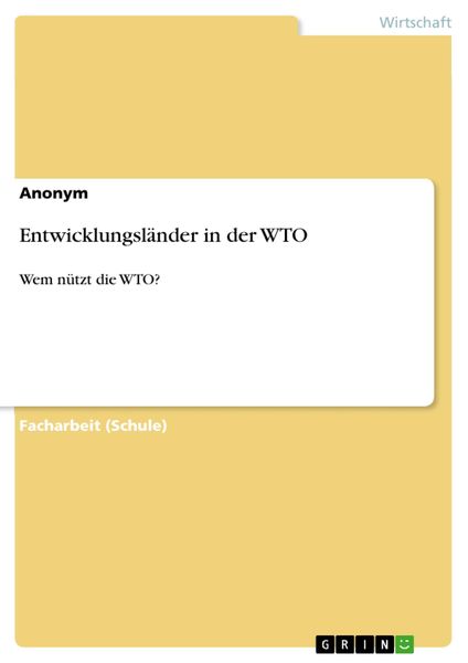 Produktbild: Entwicklungsl&auml;nder in der WTO