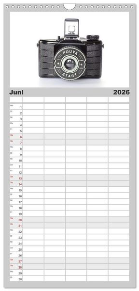 Produktbild: Familienplaner 2026 - Boxkameras - Kultiges und manchmal klobiges Design mit 5 Spalten (Wandkalender, 21 x 45 cm) CALVENDO