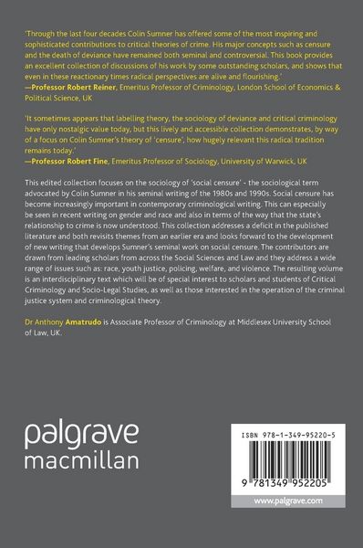 Produktbild: Social Censure and Critical Criminology