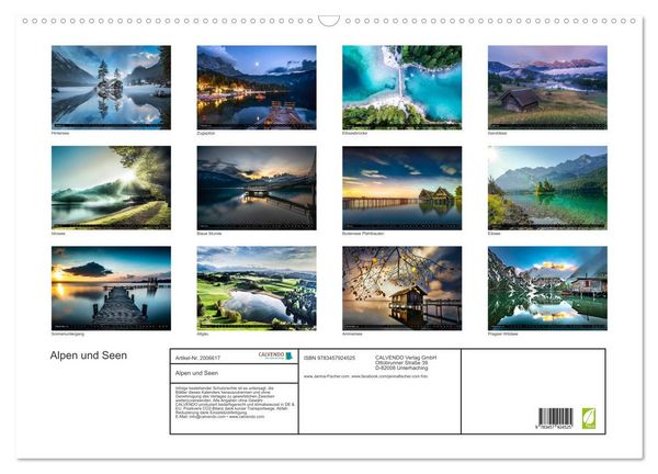 Produktbild: Alpen und Seen (Wandkalender 2026 DIN A2 quer), CALVENDO Monatskalender