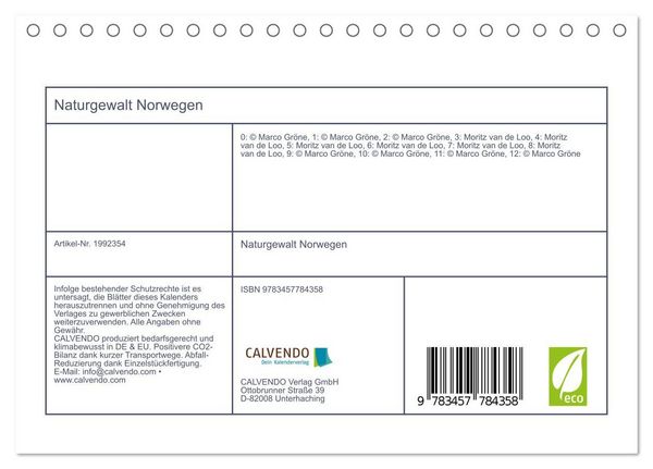 Produktbild: Naturgewalt Norwegen (Tischkalender 2026 DIN A5 quer), CALVENDO Monatskalender