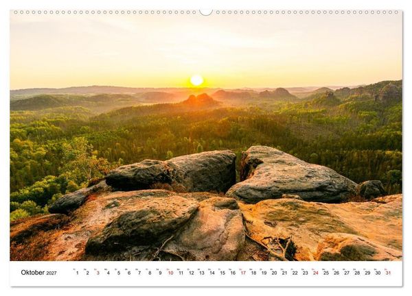 Produktbild: S&auml;chsische Schweiz - Wandern im Elbsandsteingebirge (Wandkalender 2027 DIN A2 quer), CALVENDO Monatskalender