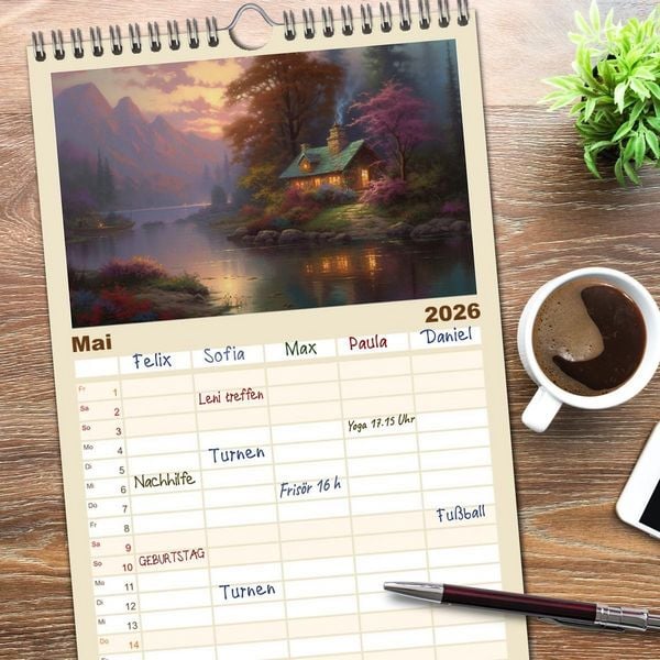 Produktbild: Familienplaner 2026 - Ein Haus in den Bergen mit 5 Spalten (Wandkalender, 21 x 45 cm) CALVENDO