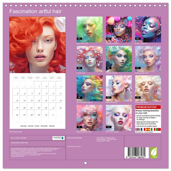 Produktbild: Fascination artful hair (Wall Calendar 2026 12 &times; 12 Inch) CALVENDO 12 Month Wall Calendar