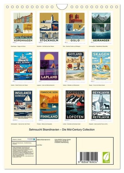 Produktbild: Sehnsucht Skandinavien &ndash; Die Mid-Century Collection (Wandkalender 2027 DIN A4 hoch), CALVENDO Monatskalender