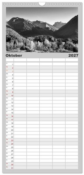Produktbild: Familienplaner 2027 - Traumhafte Allg&auml;uer Alpen mit 5 Spalten (Wandkalender, 21 x 45 cm) CALVENDO