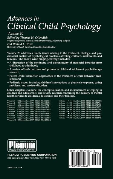 Produktbild: Advances in Clinical Child Psychology