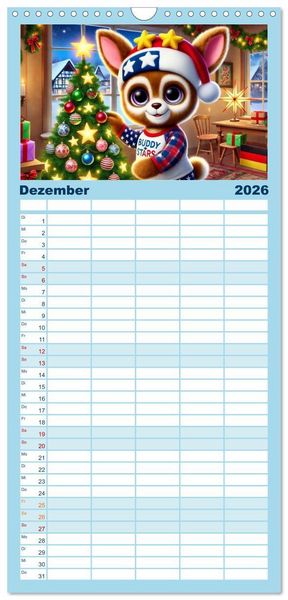 Produktbild: Familienplaner 2026 - Buddy Stars - Abenteuer f&uuml;r Kinder mit 5 Spalten (Wandkalender, 21 x 45 cm) CALVENDO