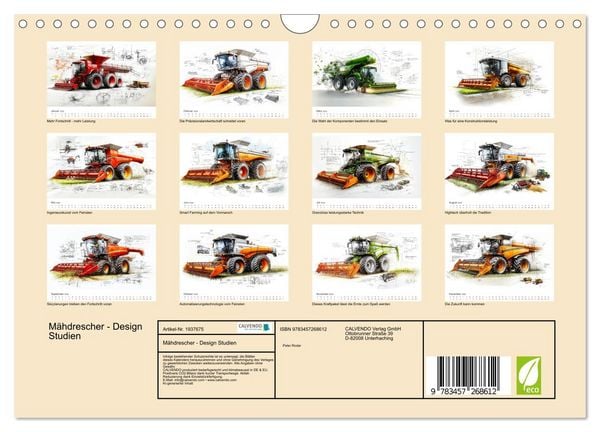 Produktbild: M&auml;hdrescher - Design Studien (Wandkalender 2026 DIN A4 quer), CALVENDO Monatskalender
