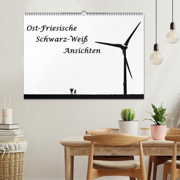 Produktbild: Ost-Friesische Schwarz-Wei&szlig;-Ansichten (Wandkalender 2026 DIN A2 quer), CALVENDO Monatskalender