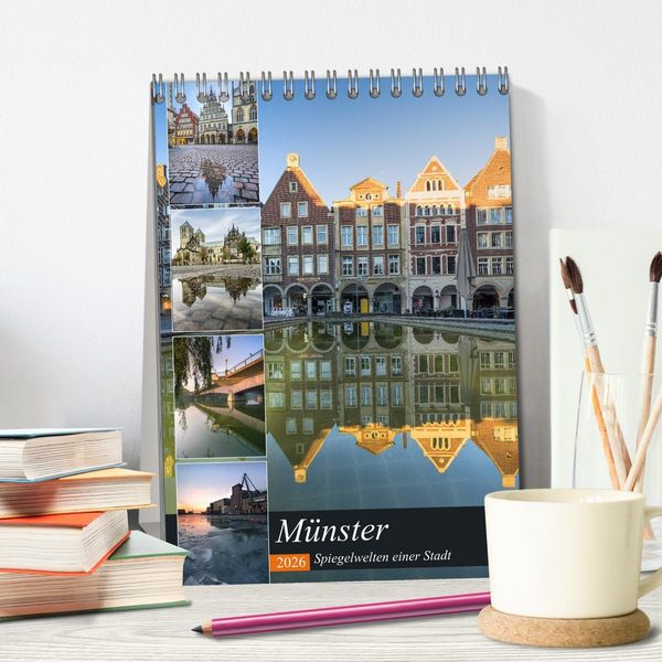 Produktbild: M&uuml;nster - Spiegelwelten einer Stadt (Tischkalender 2026 DIN A5 hoch), CALVENDO Monatskalender