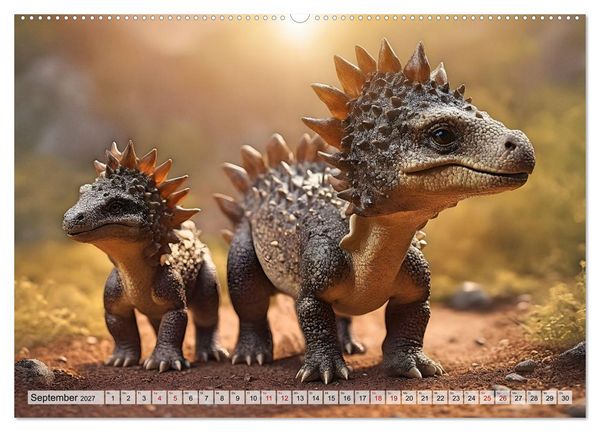 Produktbild: Pr&auml;historische Kinderstube - niedliche Tierkinder der Urzeit (hochwertiger Premium Wandkalender 2027 DIN A2 quer), Kunstdruck in Hochglanz