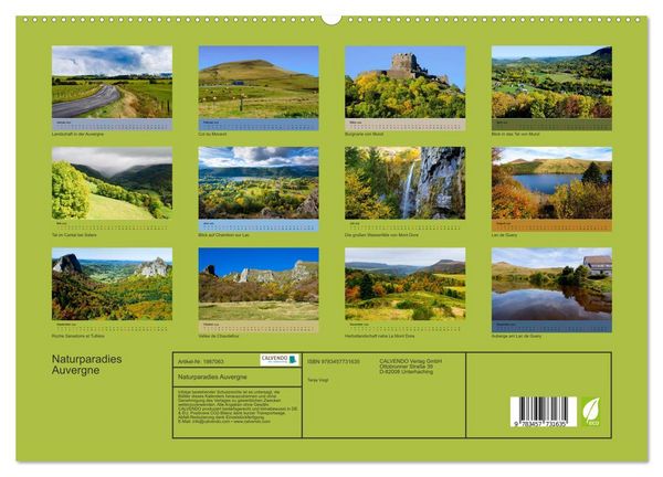 Produktbild: Naturparadies Auvergne (hochwertiger Premium Wandkalender 2026 DIN A2 quer), Kunstdruck in Hochglanz