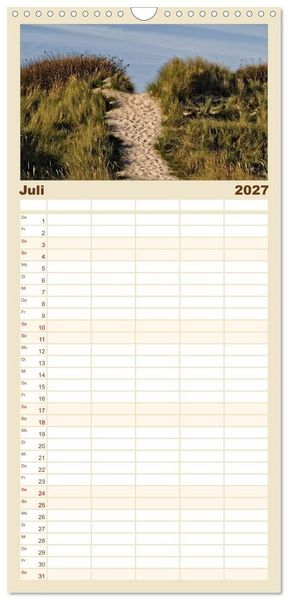 Produktbild: Familienplaner 2027 - Helgoland und die D&uuml;ne mit 5 Spalten (Wandkalender, 21 x 45 cm) CALVENDO
