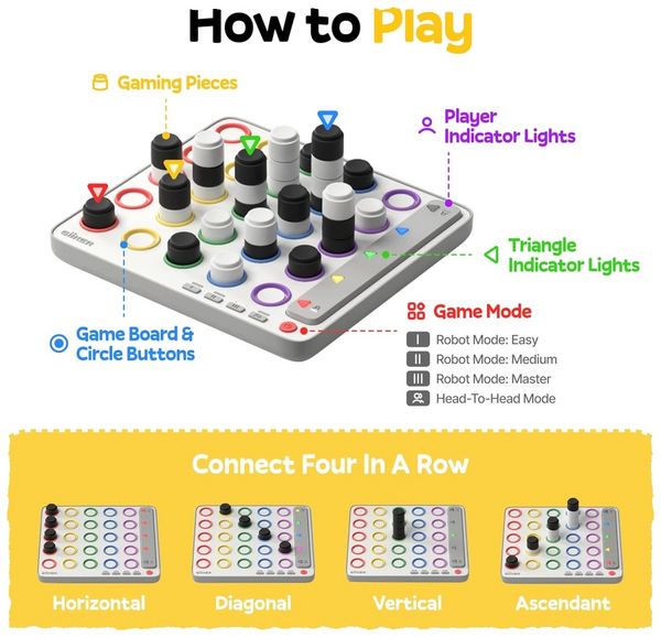 Produktbild: GiiKER Smart Four Elektronisches 3D Vier-in-einer-Reihe Logikspiel f&uuml;r Kinder & Erwachsene