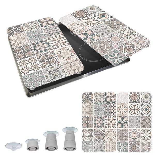Produktbild: Herdabdeckplatte Universal Mod. Kachel, 2er Set, f&uuml;r alle Herdarten geeignet