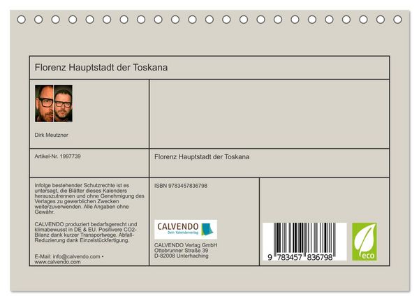 Produktbild: Florenz Hauptstadt der Toskana (Tischkalender 2026 DIN A5 quer), CALVENDO Monatskalender