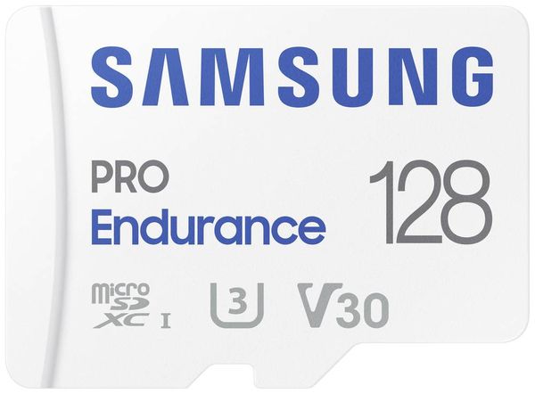 Samsung PRO Endurance microSDXC-Karte 128 GB Class 10, UHS-Class 3, v30 Video Speed Class 4K-Videounterstützung, inkl. S