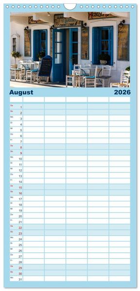 Produktbild: Familienplaner 2026 - Peloponnes - Einladung zum Chillen mit 5 Spalten (Wandkalender, 21 x 45 cm) CALVENDO