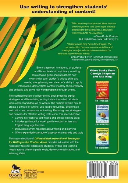 Produktbild: Differentiated Instructional Strategies for Writing in the Content Areas