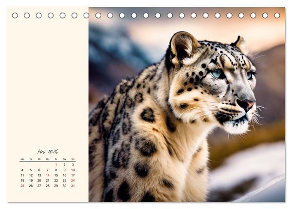 Produktbild: Im Reich der Schneeleoparden (Tischkalender 2026 DIN A5 quer), CALVENDO Monatskalender