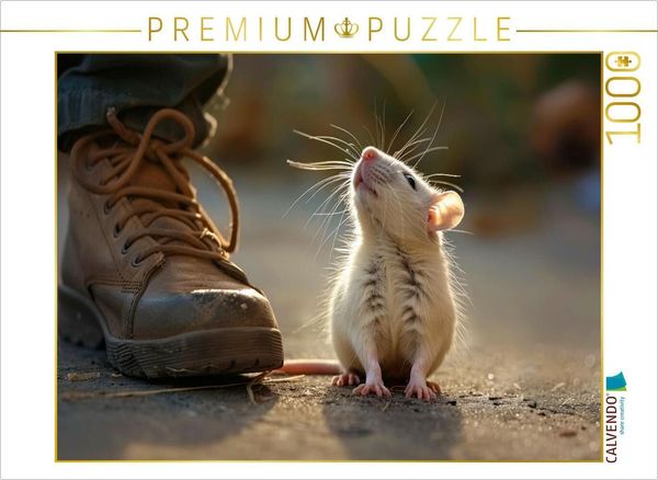 CALVENDO Puzzle Niedliche Haustier Ratte schaut zu ihrem Menschen | 1000 Teile Lege-Größe 64x48cm Foto-Puzzle für glückl