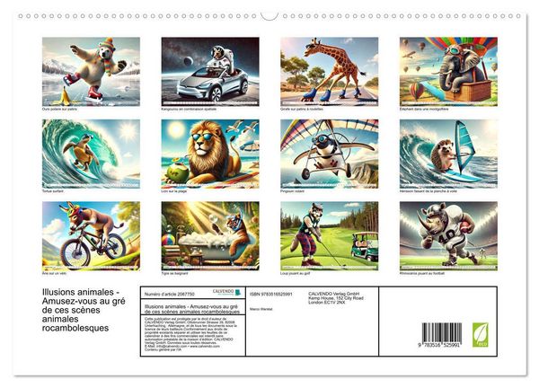 Produktbild: Illusions animales - Amusez-vous au gr&eacute; de ces sc&egrave;nes animales rocambolesques (Calendrier mural 2026 DIN A2 vertical) calendrier de bureau