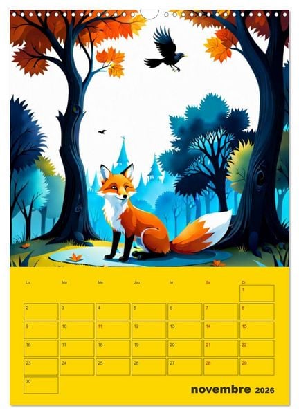 Produktbild: Les fables illustr&eacute;es (Calendrier mural 2026 DIN A3 horizontal), CALVENDO calendrier mensuel