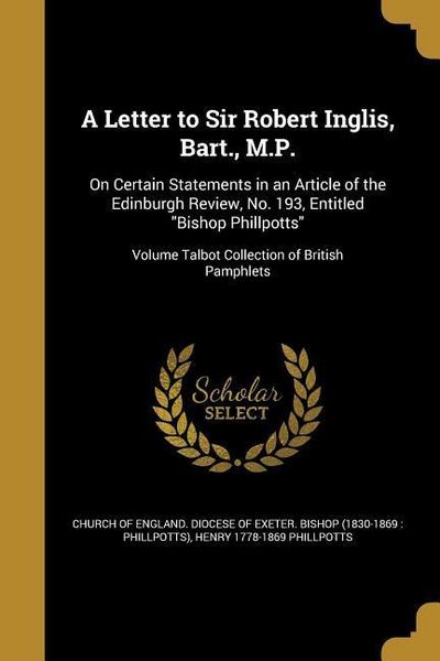 Produktbild: A Letter to Sir Robert Inglis, Bart., M.P.