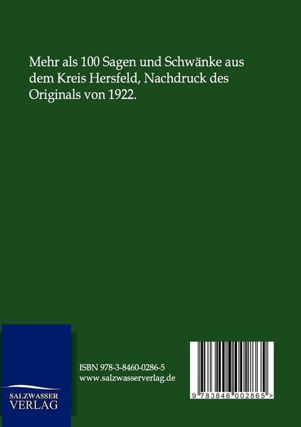 Produktbild: Sagen und Schw&auml;nke aus dem Kreise Hersfeld und den angrenzenden Gebieten