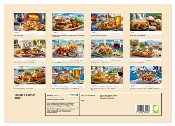 Produktbild: Fastfood einfach lecker (hochwertiger Premium Wandkalender 2026 DIN A2 quer), Kunstdruck in Hochglanz