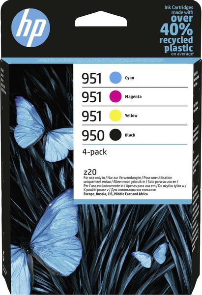 HP 950 Druckerpatrone 4er-Pack Original Schwarz, Cyan, Magenta, Gelb 6ZC65AE Tinte