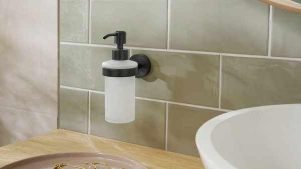 Produktbild: Tesa MOON BLACK 40565-00000-00 Seifenspender 200ml Schwarz (matt), Glas satiniert