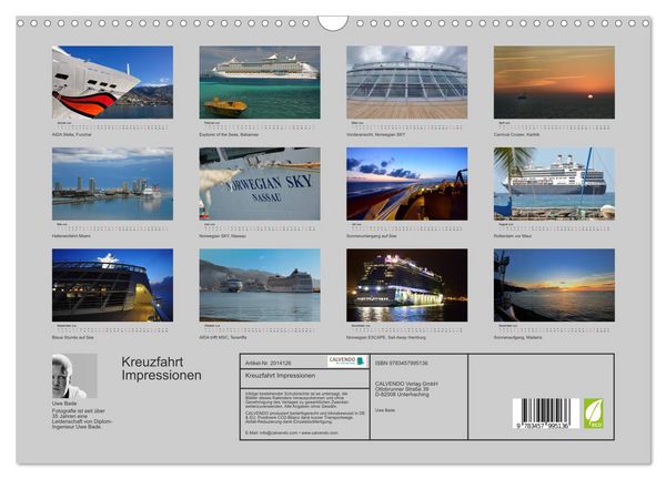 Produktbild: Kreuzfahrt Impressionen (Wandkalender 2026 DIN A3 quer), CALVENDO Monatskalender