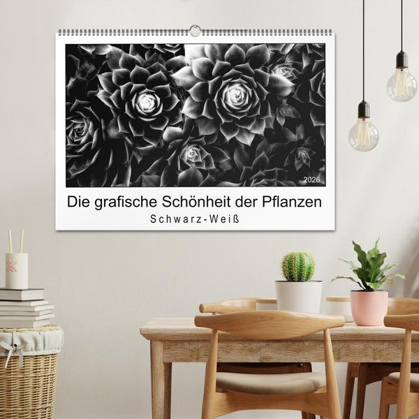 Produktbild: Die grafische Sch&ouml;nheit der Pflanzen &ndash; Schwarz-Wei&szlig; (Wandkalender 2026 DIN A2 quer), CALVENDO Monatskalender