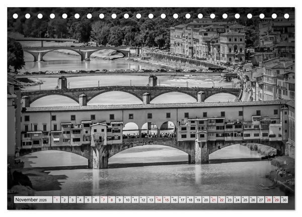 Produktbild: FLORENZ Monochrome Impressionen (Tischkalender 2026 DIN A5 quer), CALVENDO Monatskalender