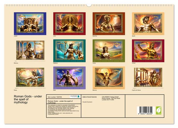 Produktbild: Roman Gods - under the spell of mythology (High Quality Premium Wall Calendar 2026 DIN A2 landscape),CALVENDO 12 Month Wall Calendar
