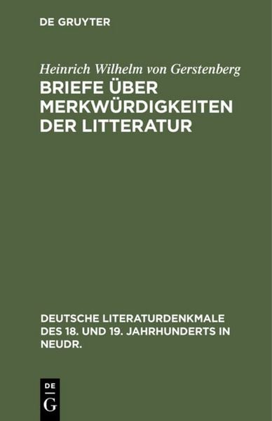 Produktbild: Briefe &uuml;ber Merkw&uuml;rdigkeiten der Litteratur