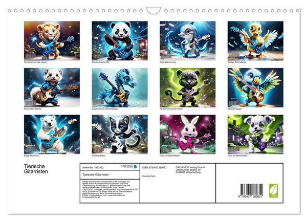 Produktbild: Tierische Gitarristen (Wandkalender 2026 DIN A3 quer), CALVENDO Monatskalender