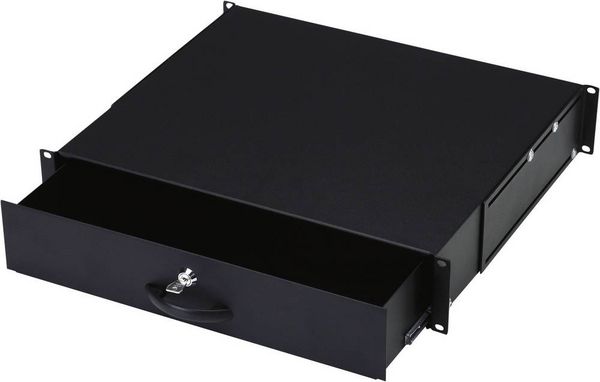 Produktbild: Digitus DN-19 KEY-2U-SW 19 Zoll Einschub 2 HE Ausziehbar, Geschlossen Schwarz