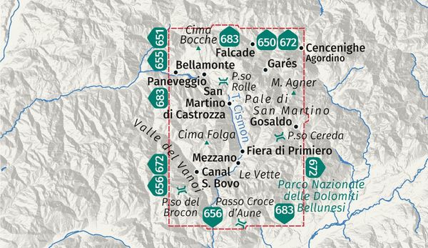 Produktbild: KOMPASS Wanderkarte 653 Pale di San Martino, Primiero San Martino di Castrozza, Paneveggio, Valle del Vanoi 1:25.000