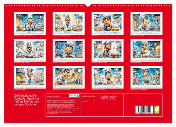 Produktbild: Gro&szlig;k&uuml;che au&szlig;er Kontrolle. Spa&szlig; mit hei&szlig;en T&ouml;pfen und lustigen Spr&uuml;chen (hochwertiger Premium Wandkalender 2026 DIN A2 quer), Kunstdruck in Hochglanz