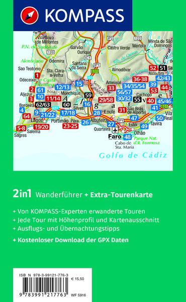 Produktbild: KOMPASS Wanderf&uuml;hrer Algarve mit Fernwanderweg Via Algarviana, 64 Touren / Etappen