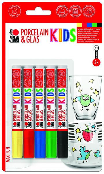 Produktbild: Marabu Porcelain & Glas KIDS, Blister-Sortierung MAXI FUN