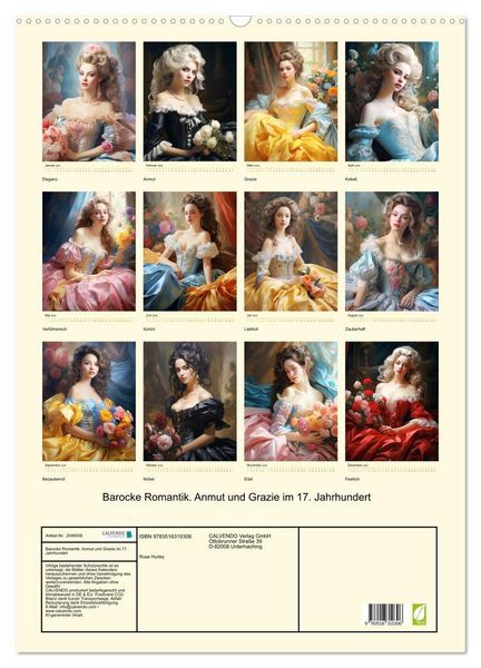 Produktbild: Barocke Romantik. Anmut und Grazie im 17. Jahrhundert (Wandkalender 2026 DIN A2 hoch), CALVENDO Monatskalender