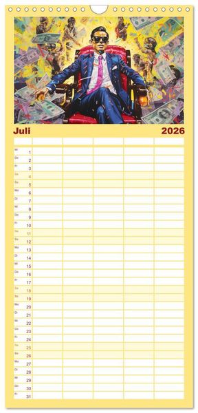 Produktbild: Familienplaner 2026 - Pop-Art. Eine Reise in coolen Illustrationen mit 5 Spalten (Wandkalender, 21 x 45 cm) CALVENDO